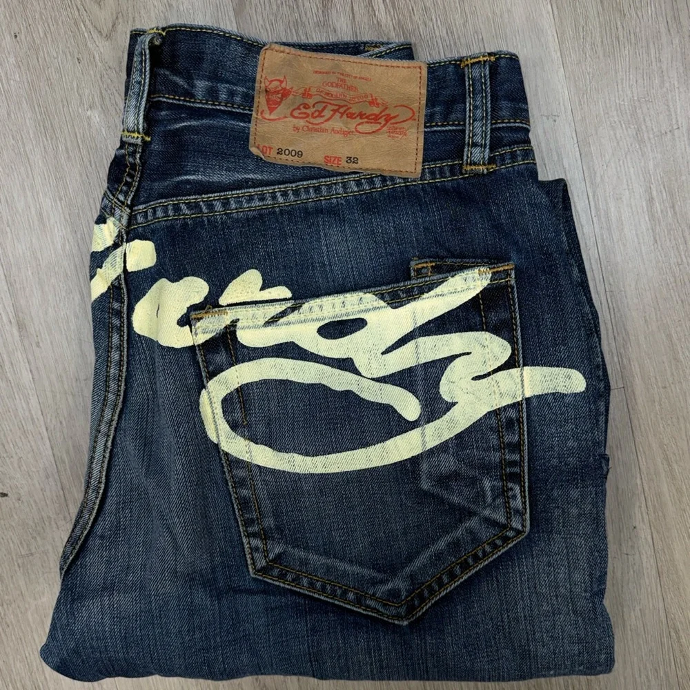 Ed Hardy Dark Blue Relaxed Men's Jeans - Picture 5 of 5